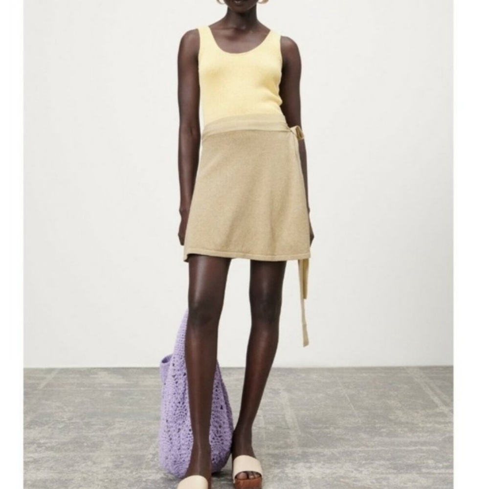 Zara Light Tan Wrap Mini Skirt